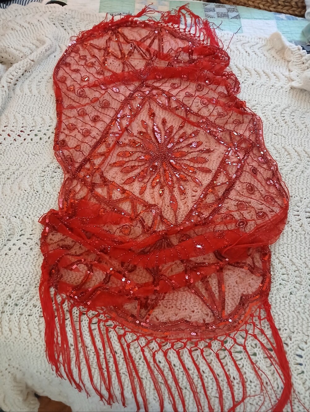 Vintage Sequin Beaded Shawl
